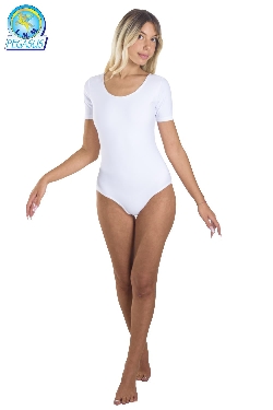 BODY DANZA IN LYCRA MEZZA MANICA BIANCO DONNA
